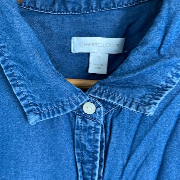Charter Club Sleeveless Denim Buttons Down Blouse - Picture 9 of 16